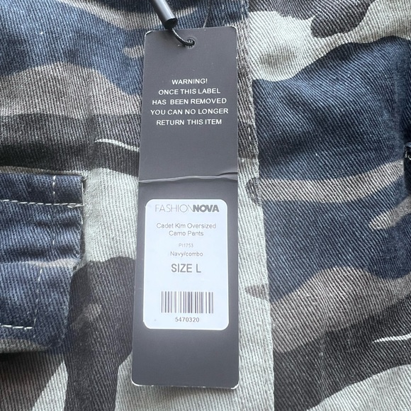 Cadet Kim Oversized Camo Pants-Navy/Combo - Picture 6 of 7